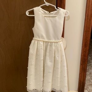 Toddler girl size 5, White pearled dress